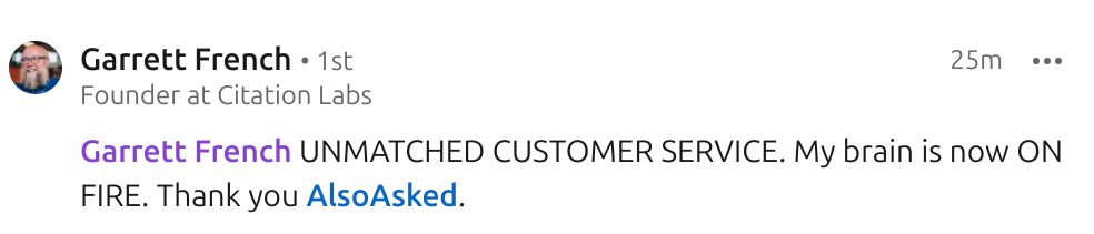 Positive customer review of service