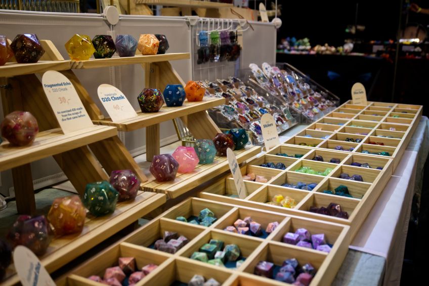 An overview photo of a large number of dice