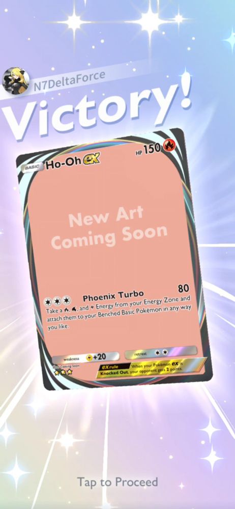 Victory with the placeholder ho-oh card
