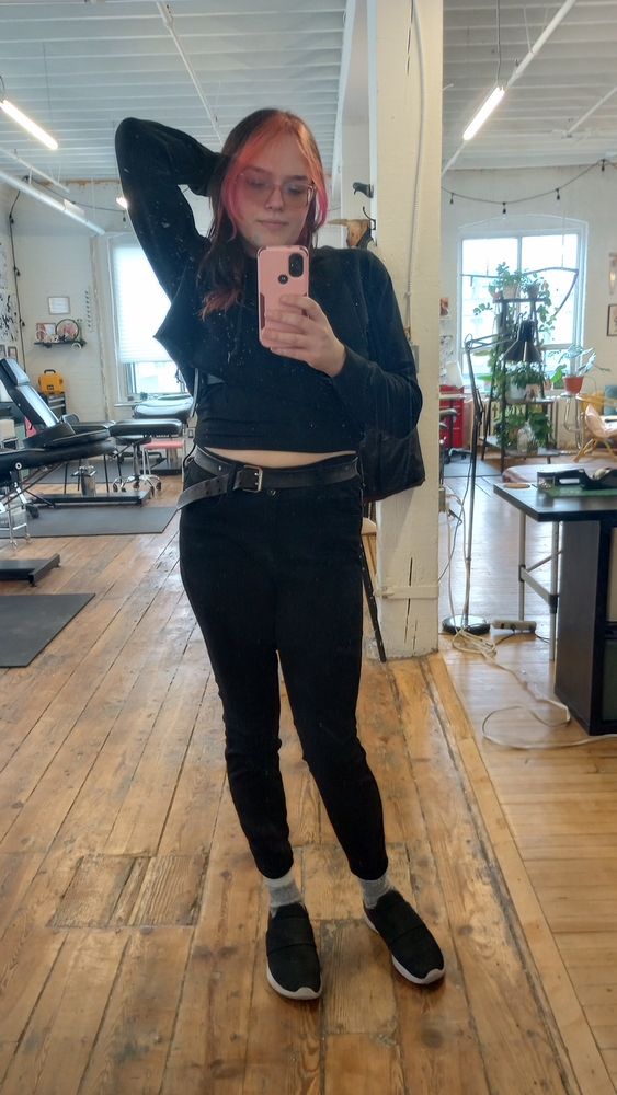 Picture of Rowan at Work wearing all black