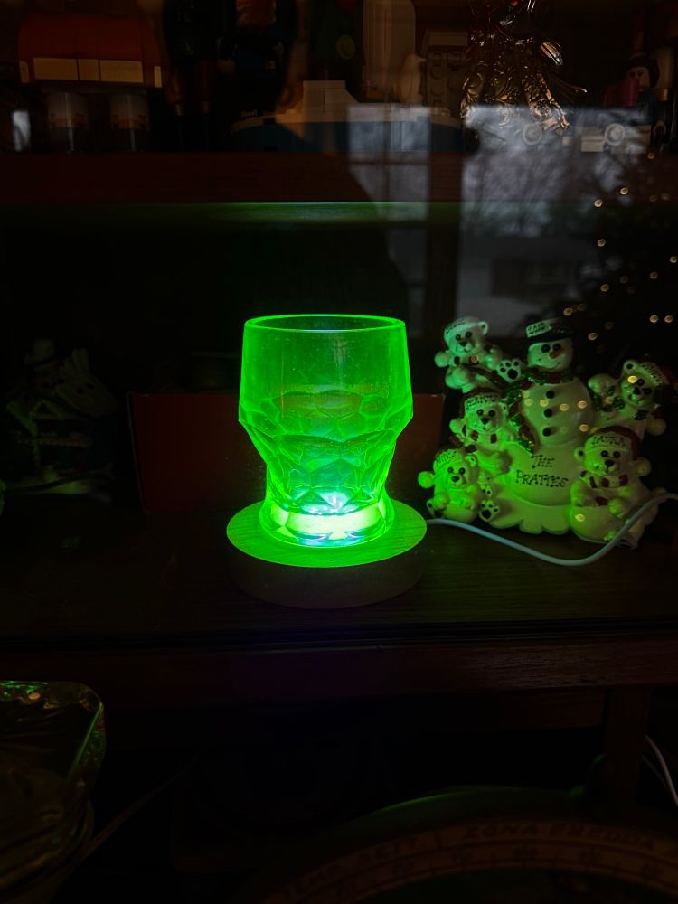 Uranium glass on black light