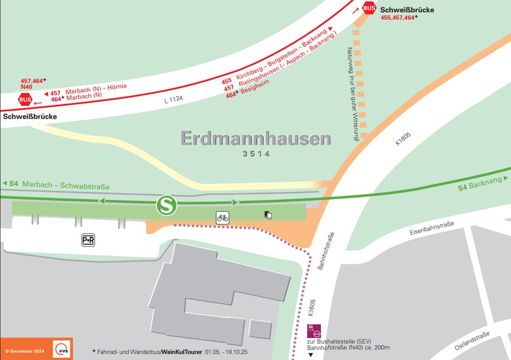 Haltestellenkarte Erdmannhausen