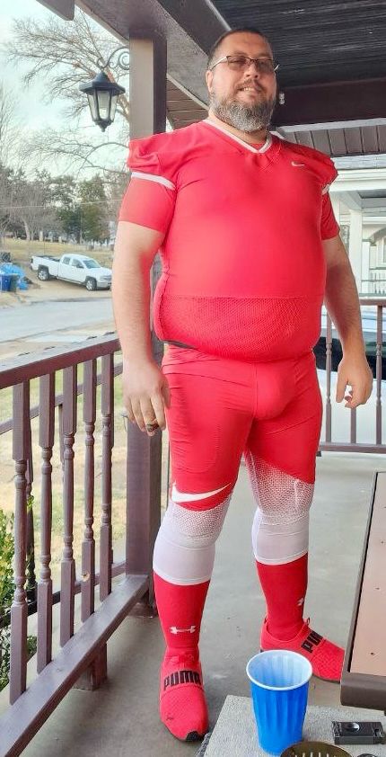 Cubziz in red football gear. 