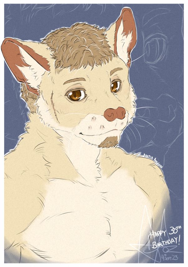 A simple bust shot of my civet boy, Aditya Anggun, done up in a rush (90 minutes from start to finish) for his b'day :)