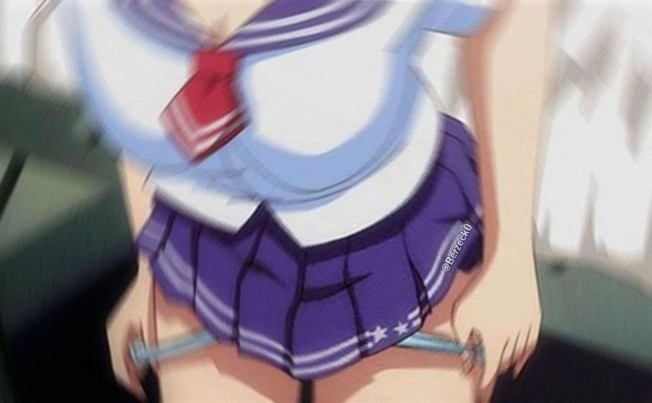 A meme scene in which an anime girl is dropping her underwear for something that seemingly gets her excited