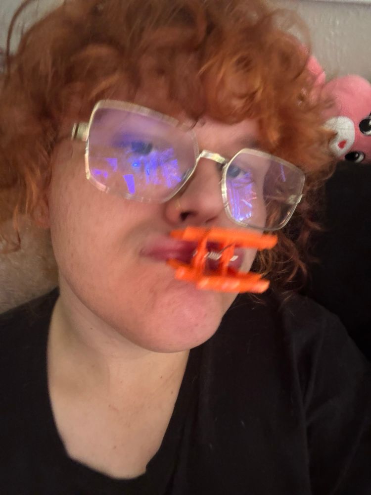 cute girl with clip on lips like a silly dog