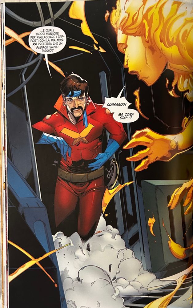 Scott's father, Corsair crushes near Jean's ship and once rescued, he asks for her help. together they fly to a moon near Gameworld, where apparently Thanos has been taking people to work as slaves and as they examine, jean tries to understand what corsair's game truly is