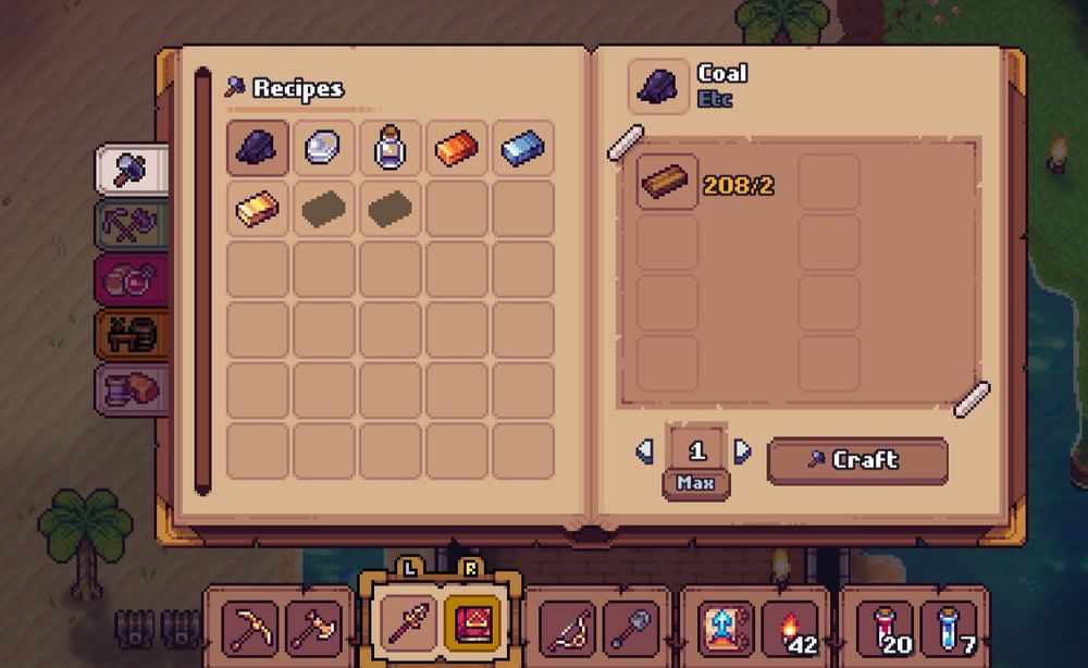 Image showing a crafting book UI