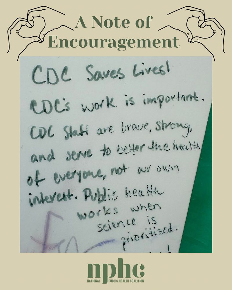 A note of encouragement for CDC and public health and science. It was written on a wall.
