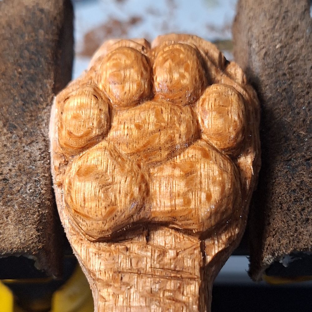 A block of wood which just so happens to have paw beans carved into it.