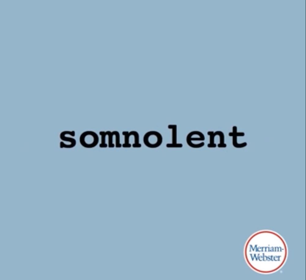 The word “Somnolent” on a blue background