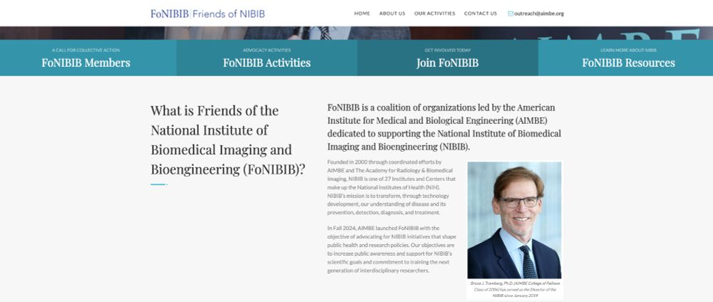 A screen capture of the Friends of NIBIB (FoNIBIB) landing page on our website.