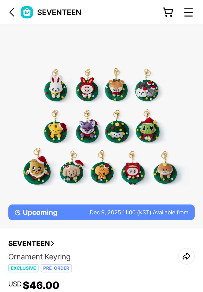 seventeen holiday keychain assortment 
