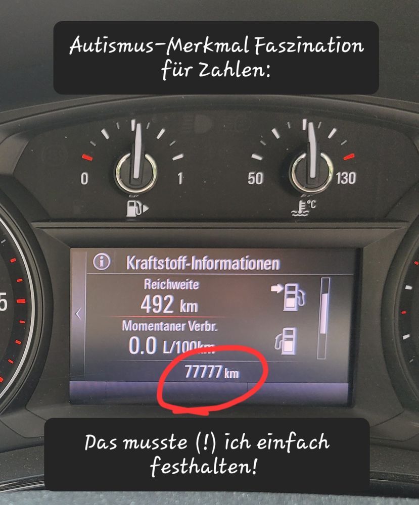 Autokilometerzähler zeigt 77777km an.