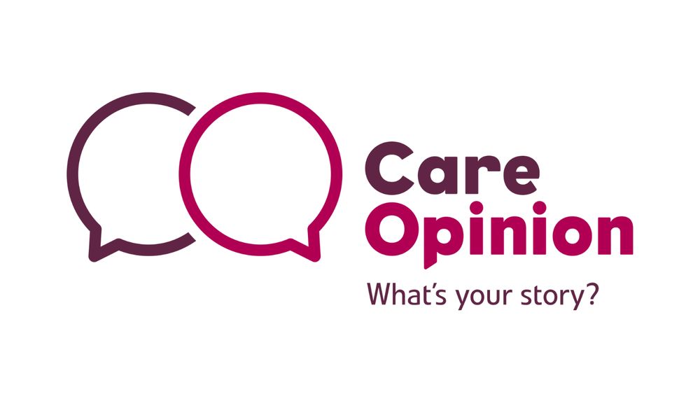 This image displays the Care Opinion logo. Under Care Opinion, the logo read the following: What's your story?