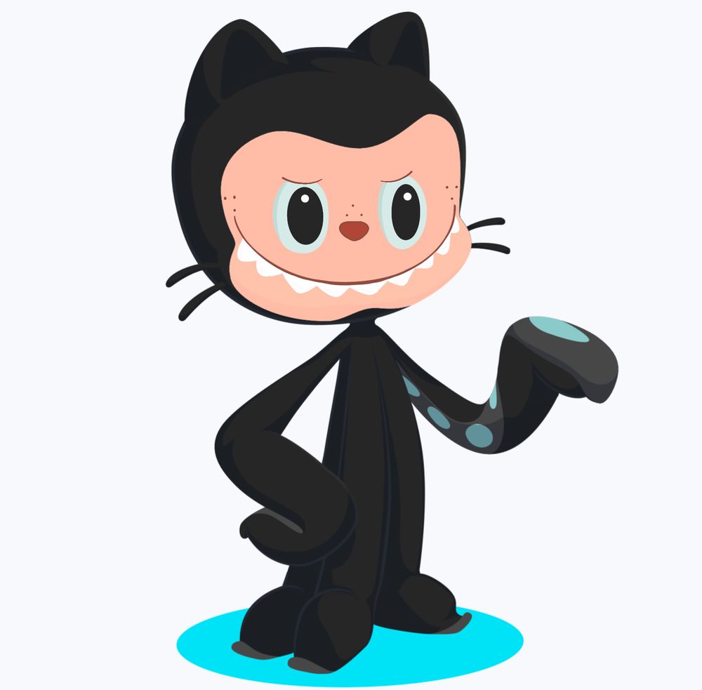 GitHub's Mona with a scary Labubu face