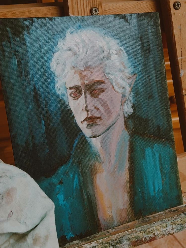 Astarion oil painting in early stages