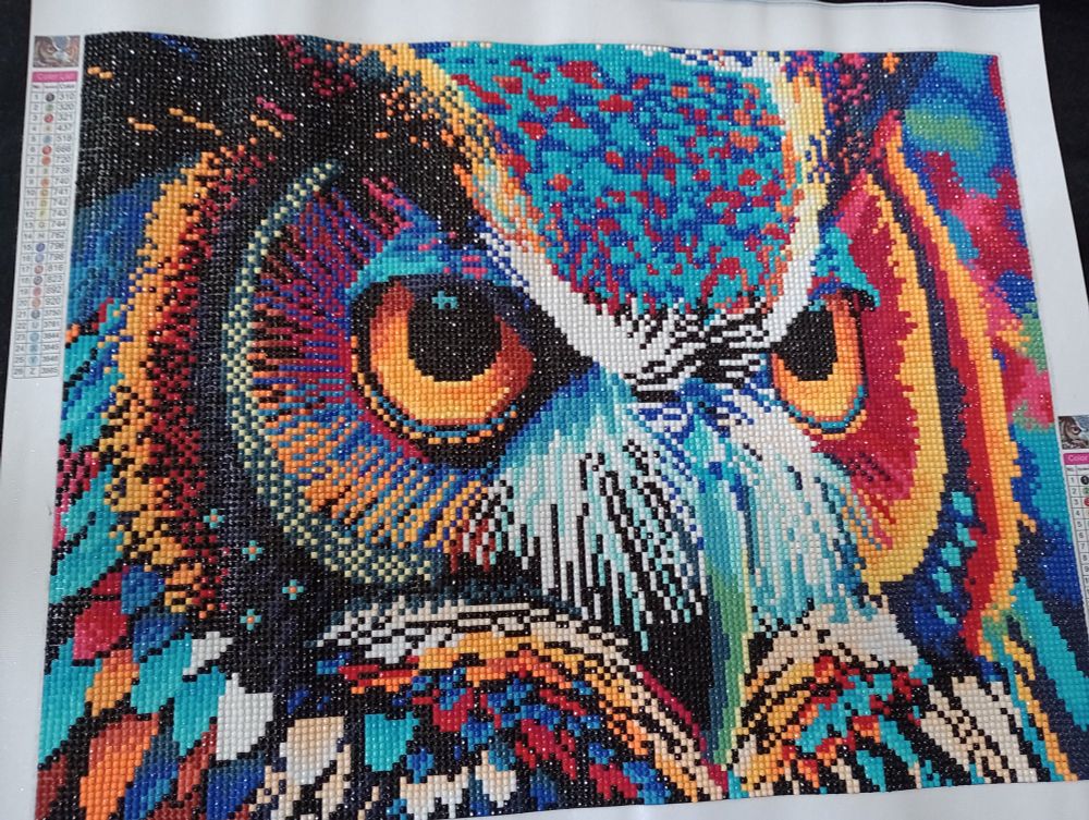 Ein Portrait einer Eule als Diamond Painting
