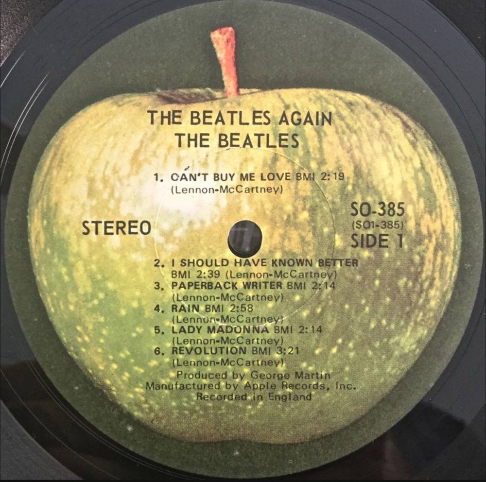 Label of Beatles album “The Beatles Again” on Apple records