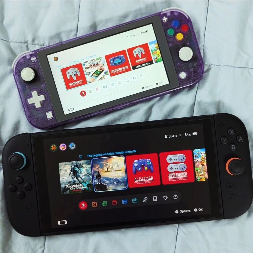 The Nintendo Switch Lite compared with the Nintendo Switch 2.