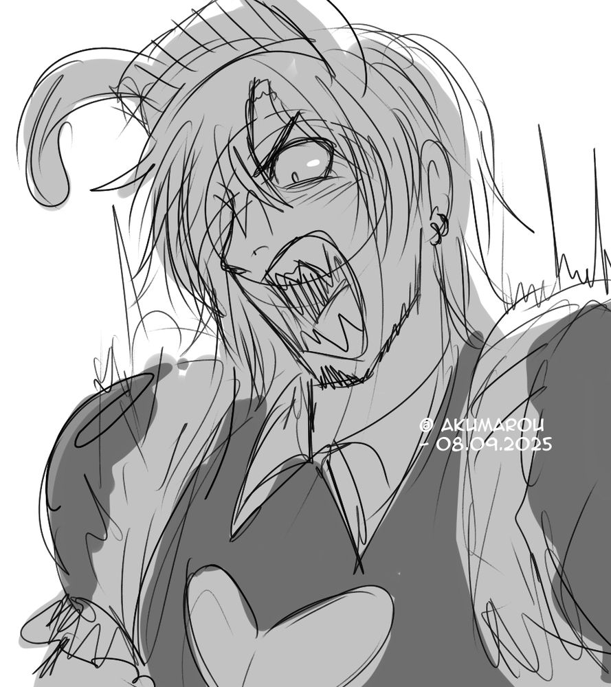 A sketch of Ken as Maid Jax, screaming 