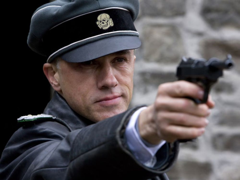 Nazi with a totenkpf on his hat from the movie Inglorious Bastards.