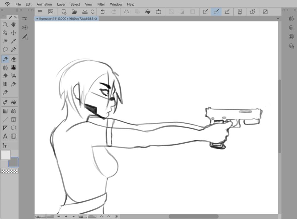 Elster pointing a gun