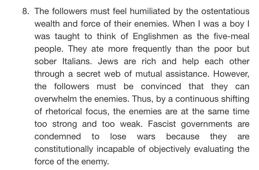 The 8th feature of Umberto Eco’s Ur Fascism
