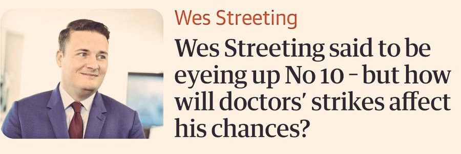 Wes Streeting

Wes Streeting said to be eyeing up No 10 - but how will doctors' strikes affect his chances?