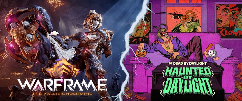 Artwork for both Warframe's The Vallis Undermine update, and Dead by Daylight's Haunted by Daylight event.