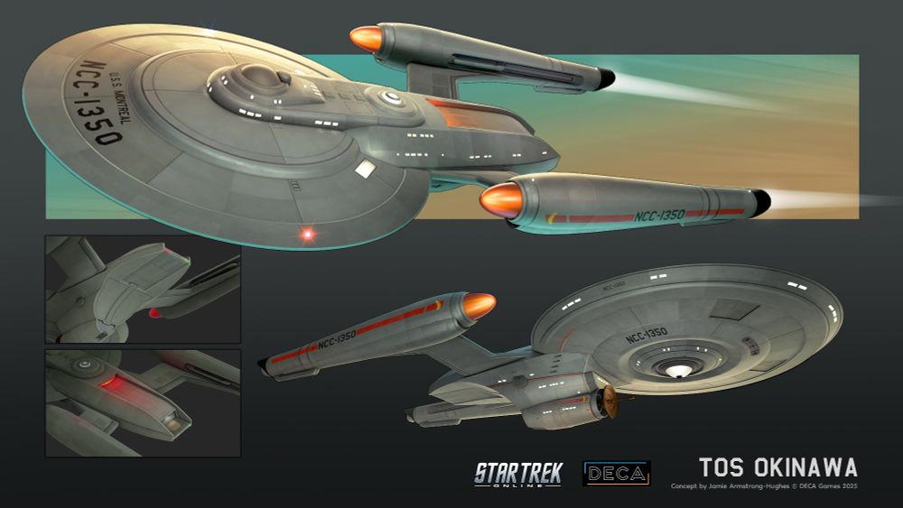 Concept art os a small ship in the style of TOS, inspired by Bill Krause's work.