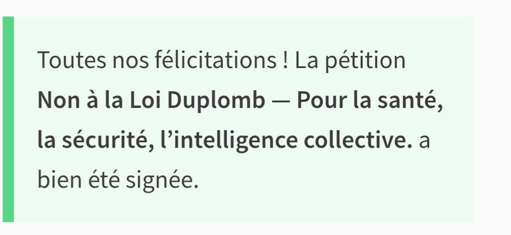  Capture d'écran de la signature de la pétition contre la loi Duplomb