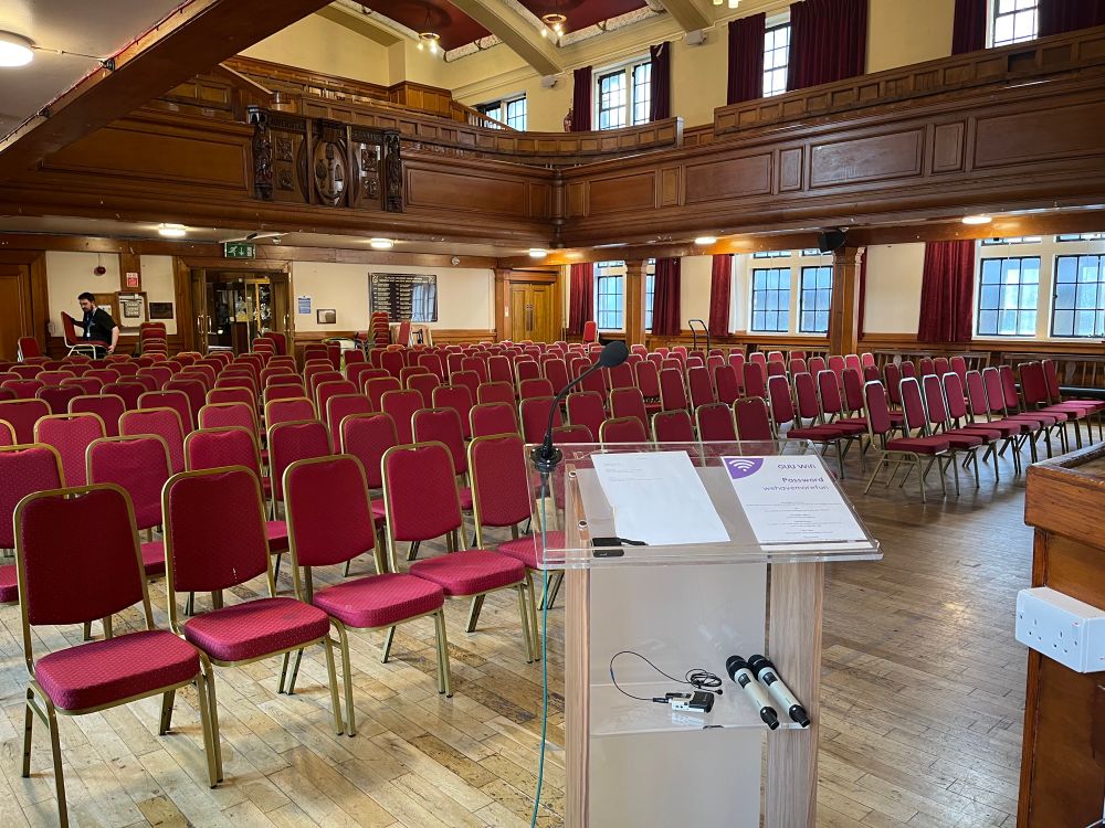 The hall is ready at Glasgow University Union. 