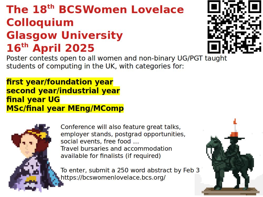 Flyer advertising the 18th BCSWomen Lovelace Colloquium. To enter see the details at https://bcswomenlovelace.bcs.org/