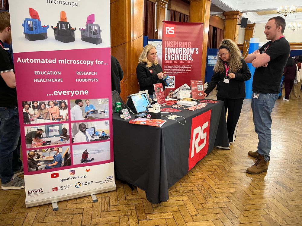 The RS Components stall at the Lovelace Colloquium, full of interesting stuff including a demo of a microscope research project they’ve been funding.