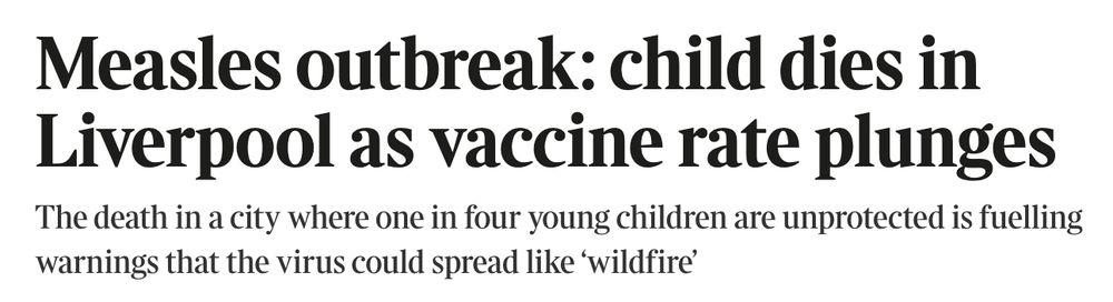 Measles outbreak: child dies in Liverpool as vaccine rate plunges
The death in a city where one in four young children are unprotected is fuelling warnings that the virus could spread like ‘wildfire’