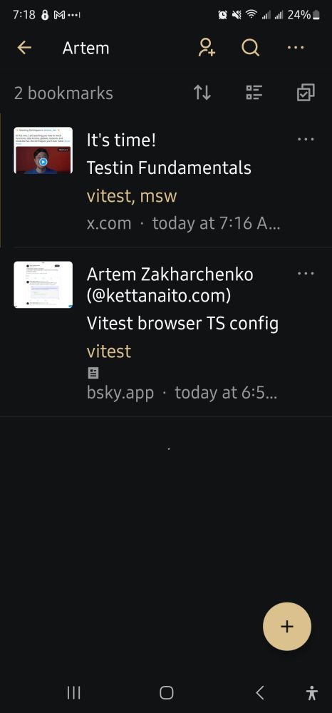 Screenshot of practice bookmarks in raindrop app
