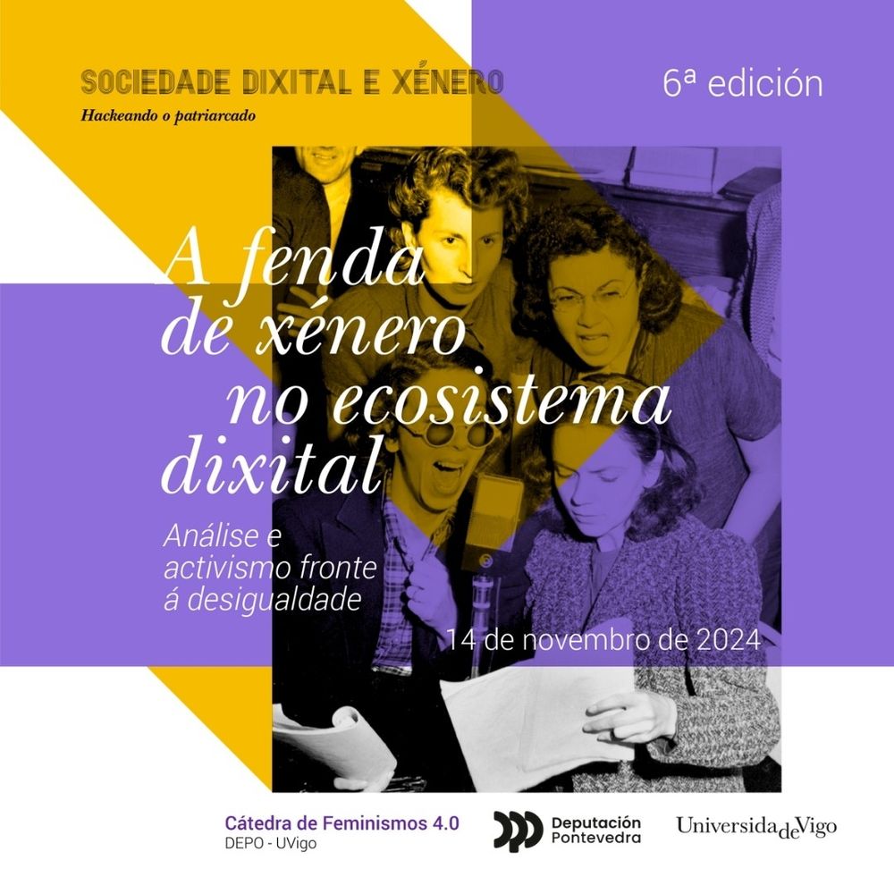 Cartaz da sexta edición do workshop "Hackeando o Patriarcado", que terá lugar en Pontevedra o 14 de novembro.
