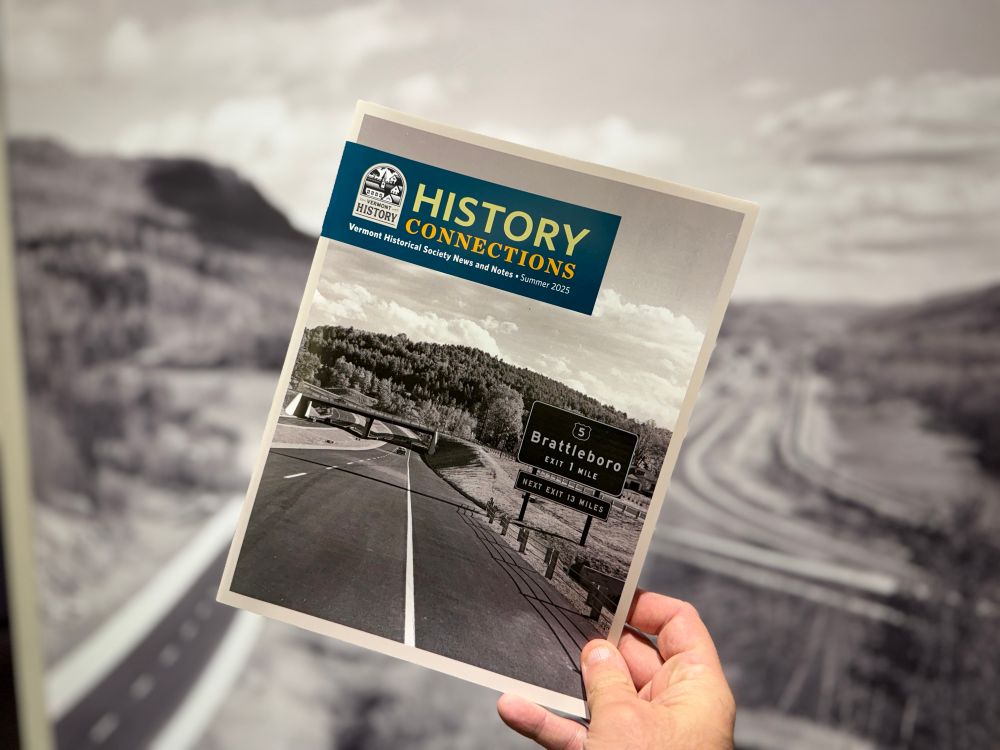 A copy of history Connections with a picture of a highway and sign that says Brattleboro exit one mile on the cover. 