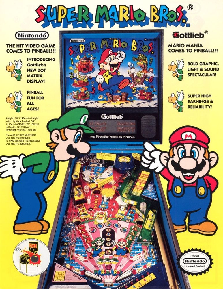 Advertisement for Super Mario Bros. Pinball by Gottlieb #nintendo #gamesky #supermariobros 