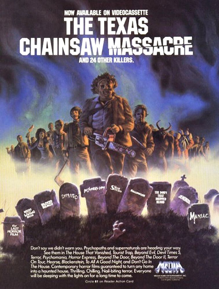 Advertisement for Texas Chainsaw Massacre - Media VHS 1984 #horror #vhs #horrorsky #filmsky #horrormovies