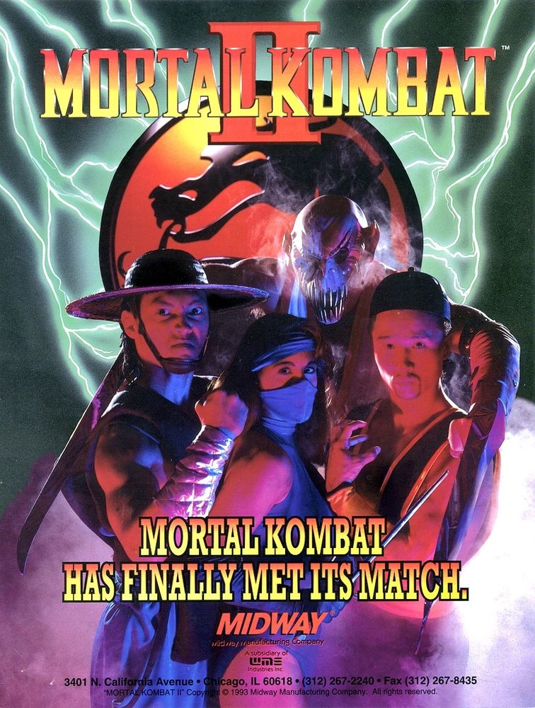 Advertisement for Mortal Kombat II by Midway #videogames #gamesky #mortalkombat #arcade 