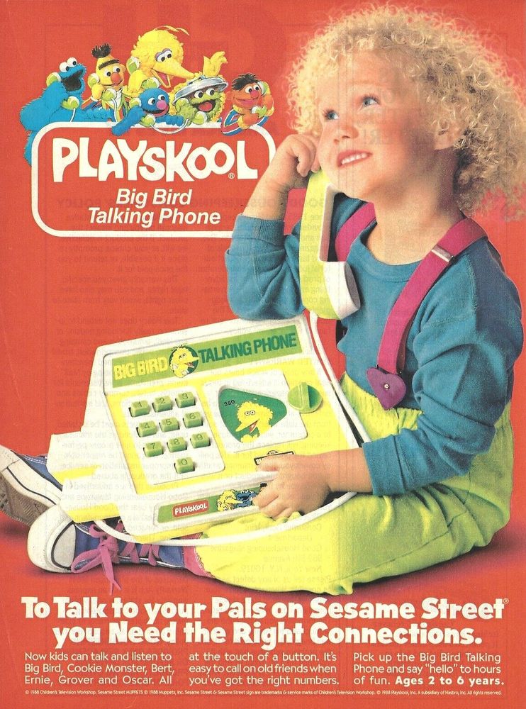 Advertisement for Big Bird Talking Phone toy from Playskool #toys #toysky #sesamestreet #muppets 