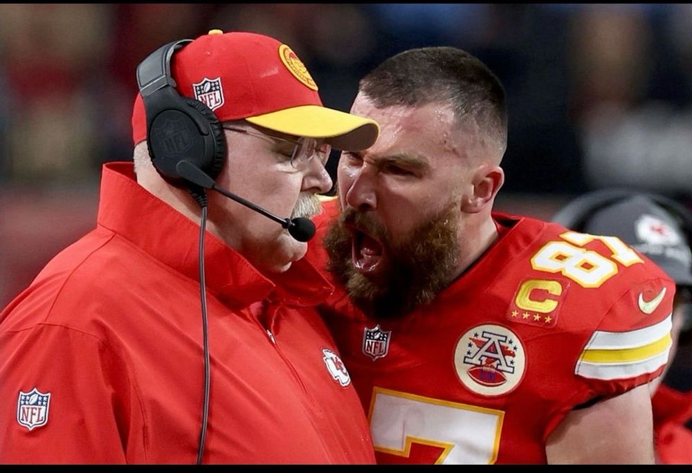 Travis Kelce yelling at his coach