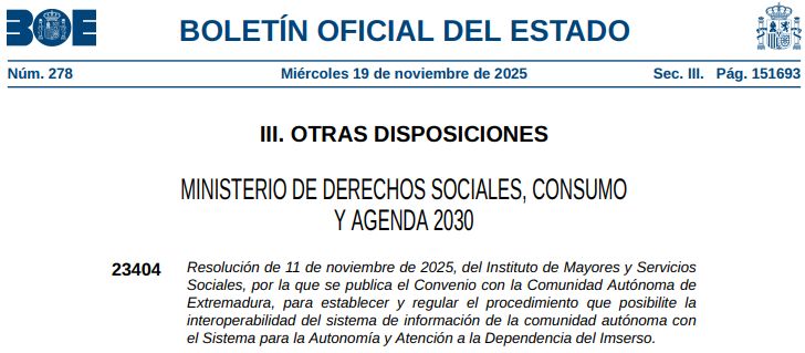 Recorte de la publicación del convenio en el BOE.