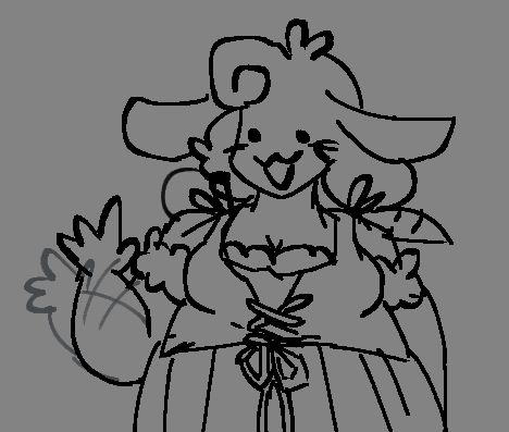 A bunny-like original character smiling and waving at the viewer.