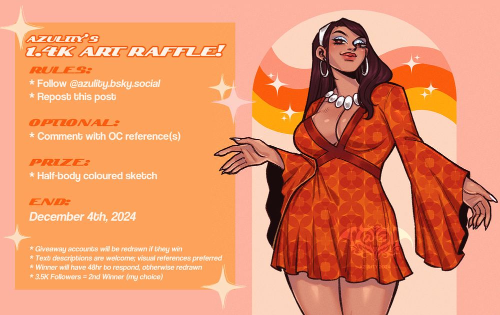Azulity's Art Raffle promo!
Rules: 
- Follow me
- Repost this post
- Optional show your OC in comments
- Prize: Half-body coloured sketch
- End: December 4th
