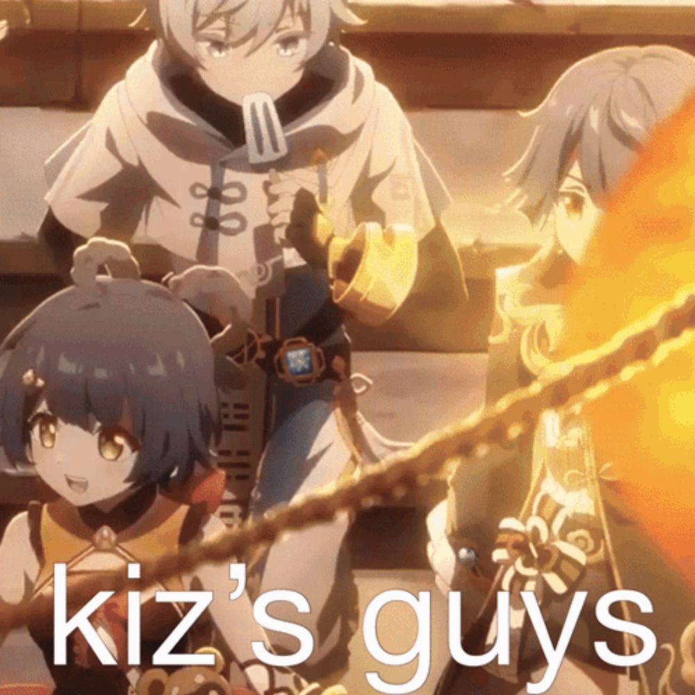 a picture of three anime characters with the words " kiz 's guys " written on the bottom