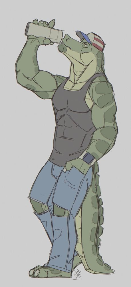 #RBHentai Sketch of Kaszronda's Gator guy Billy