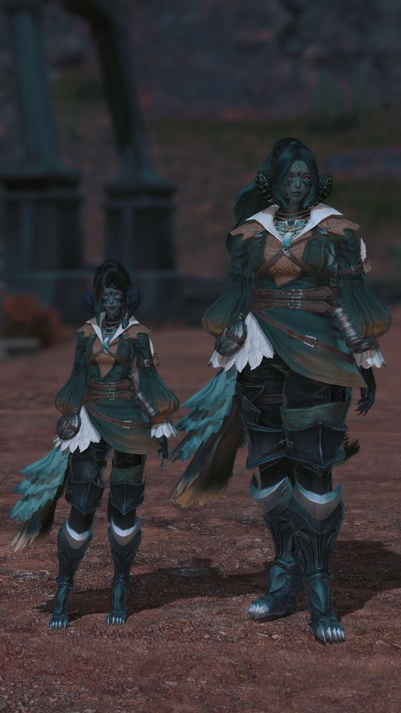 ahma duskmourn ( she/her, agender ), vanilla/unscaled on left & customize+ scaled on the right.